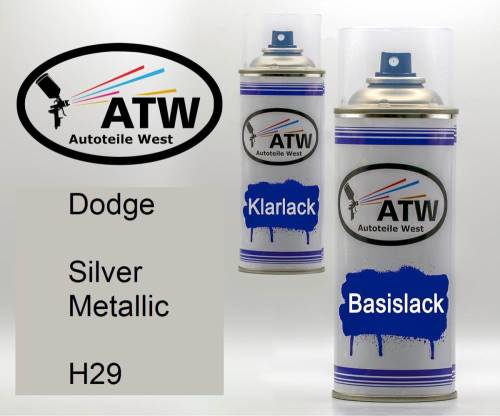 Dodge, Silver Metallic, H29: 400ml Sprühdose + 400ml Klarlack - Set, von ATW Autoteile West.